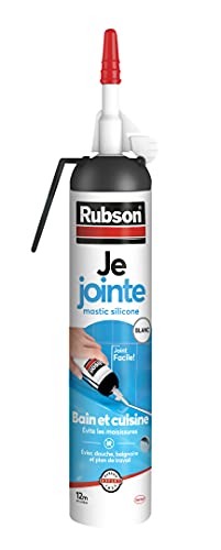 Rubson Mastic Étanche Anti-Moisissure En Aérosol 200 ml Blanc & Transparent, Mastic Sécurisé Pour Réparations à l'Intéri
