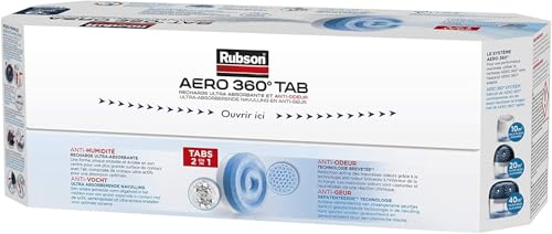 Rubson AERO 360° TAB Absorbeurs d'Humidité Ultra Absorbants et Anti-Odeurs 6 x 450g pour Déshumidificateurs