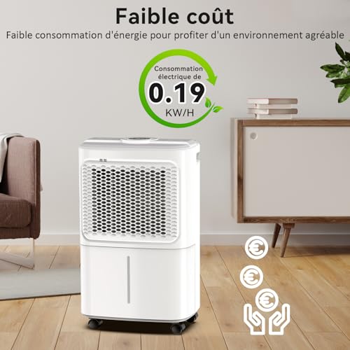Déshumidificateur électrique Crecolife 12 l économe en énergie 20 m² affichage numérique panneau tactile