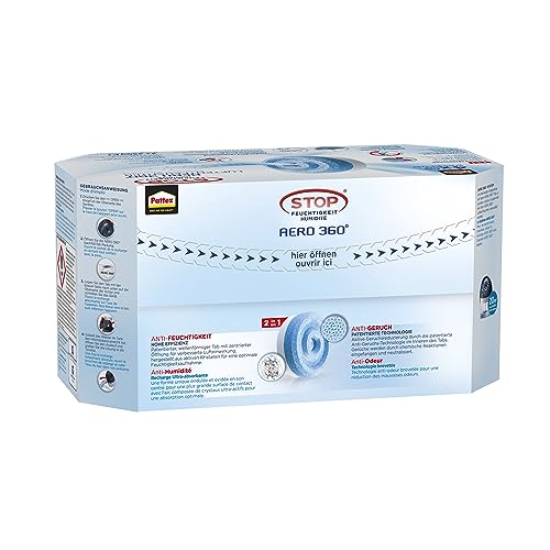 Pattex Déshumidificateur AERO 360° Neutral Tabs Rechargeables - Réduit l'humidité et les mauvaises odeurs - 4 x 450 g po
