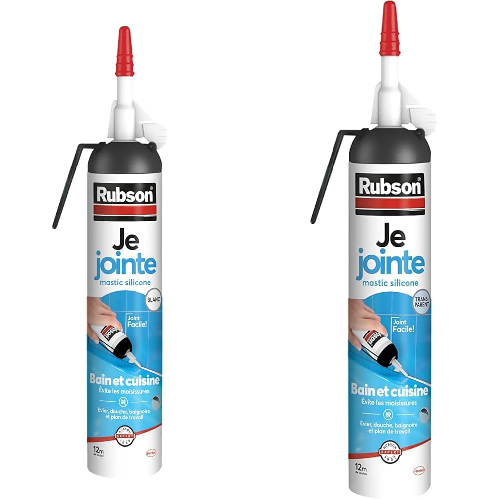 Rubson Mastic Étanche Anti-Moisissure En Aérosol 200 ml Blanc & Transparent, Mastic Sécurisé Pour Réparations à l'Intéri