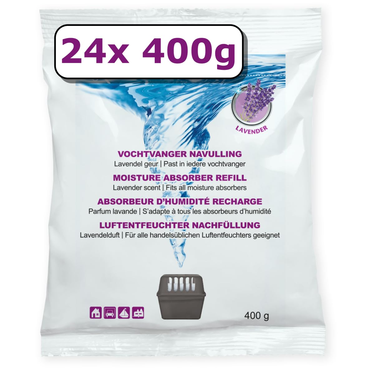 Absorbeur d'humidité rechargeable pour bateau et caravane - Maison Bateau Caravane - 400 g - Recharge universelle - Désh