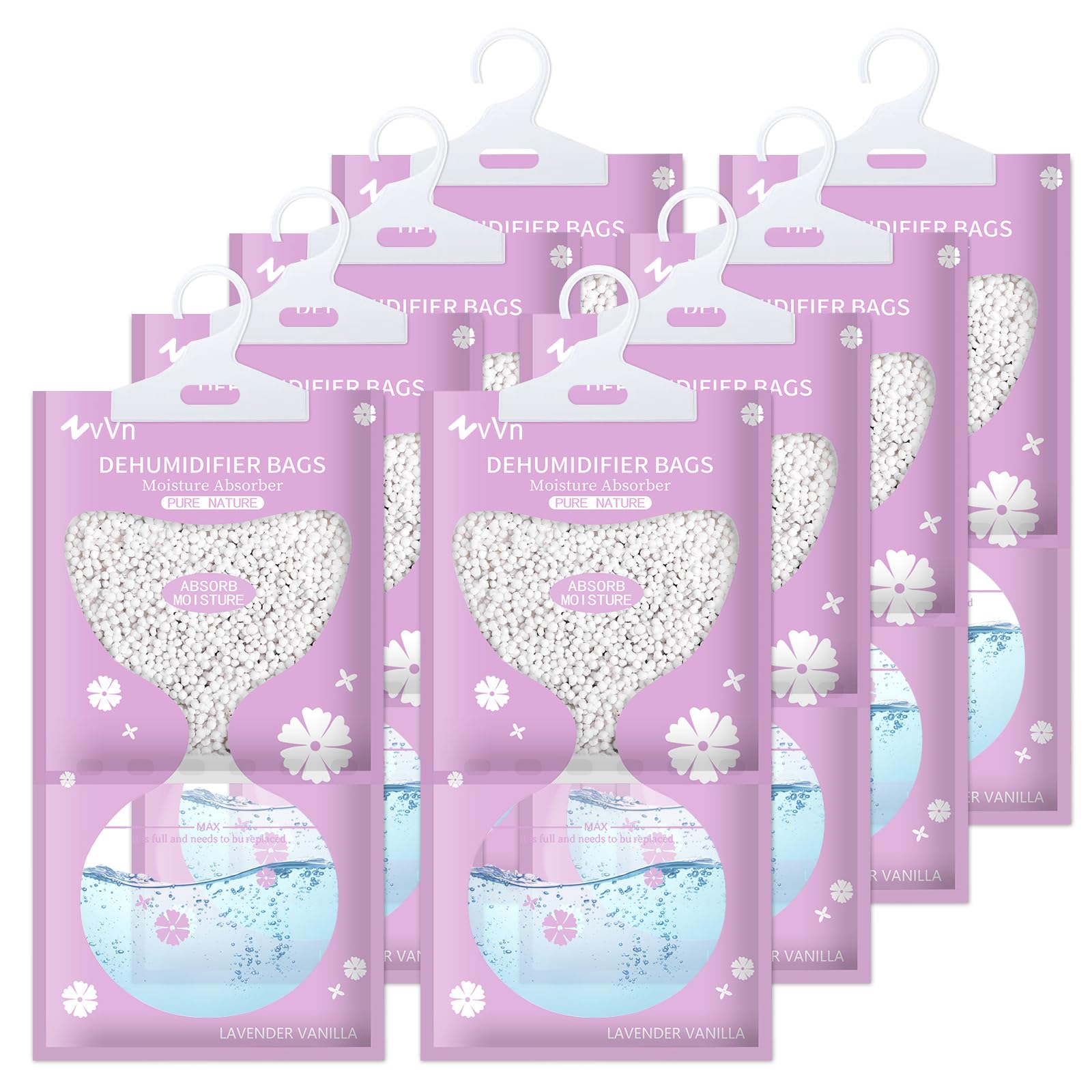 **Produit :** Sachet Déshumidificateur Anti-Moisissure Pack de 8 - Granulés Absorbeur d'Humidité pour Armoires, Chambres