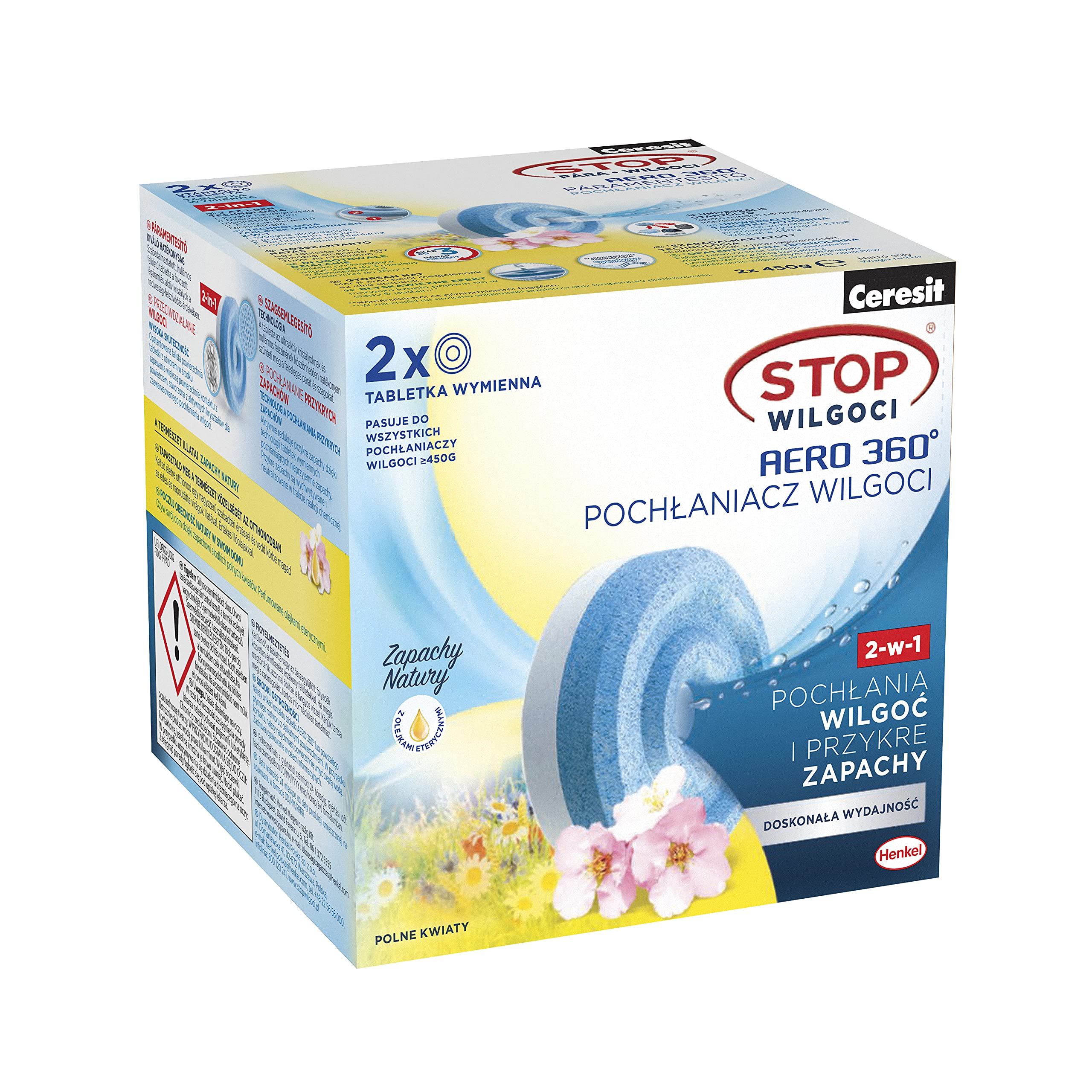 Ceresit STOP Humidité AERO 360° Comprimés Fleurs sauvages 2x450g pour Absorbeur d'Humidité